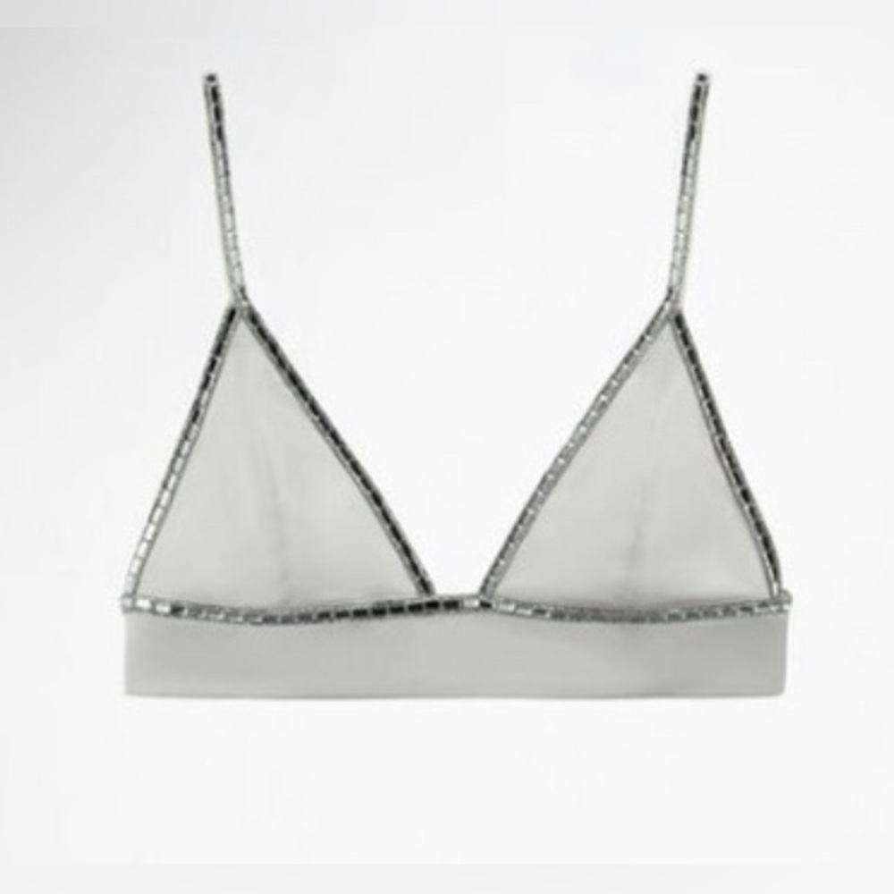 Off white silk like material bra top